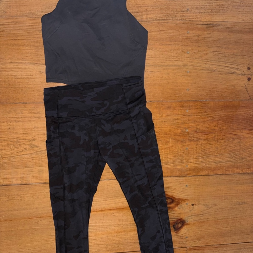 Black Camouflage Activewear Set